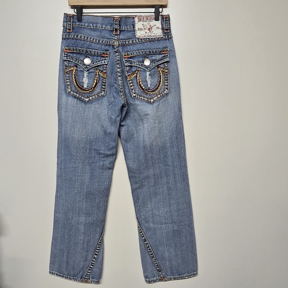True Religion World Tour Joey  Super T Jeans‎ Womens 30x31 Thick Stitching Y2K - Picture 3 of 9